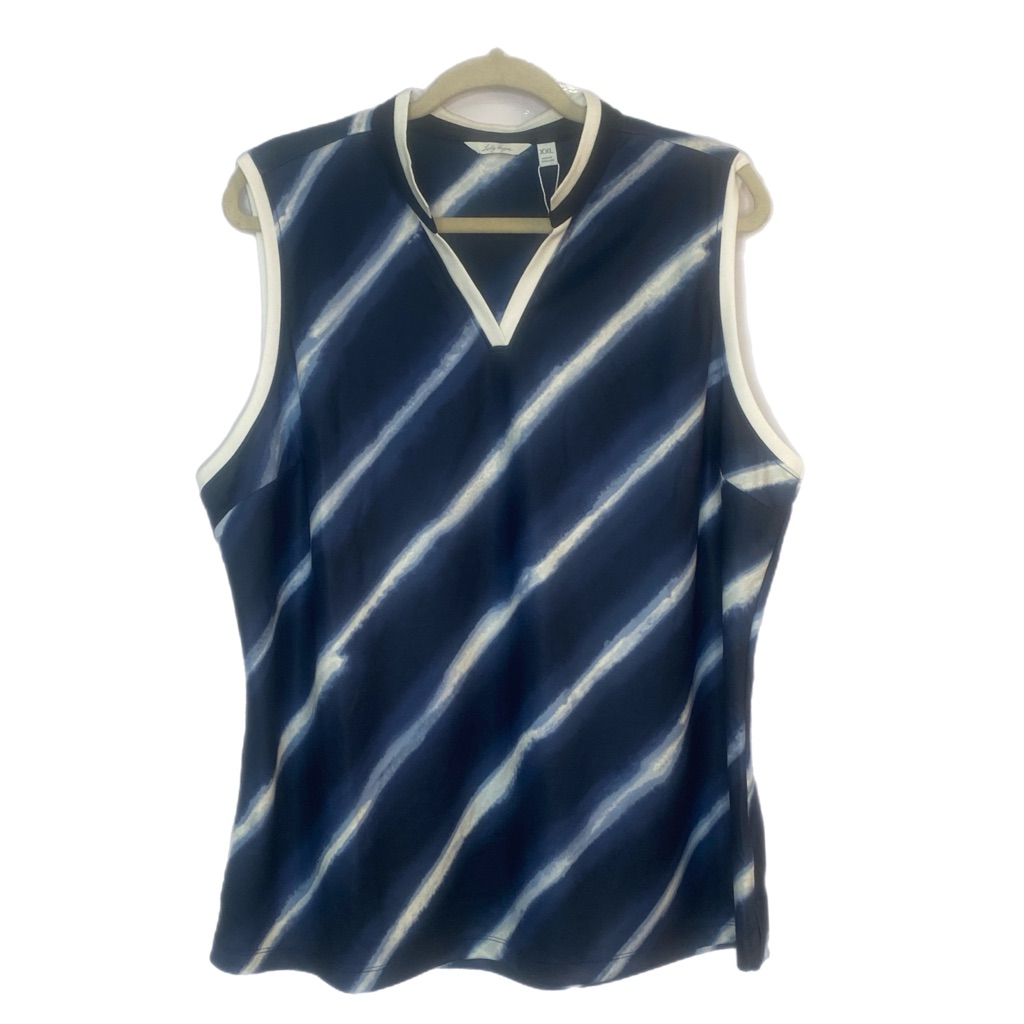 Lady Hagen Women’s Blue & White Sleeveless Golf Polo Tank Top Size Xxl Nwt